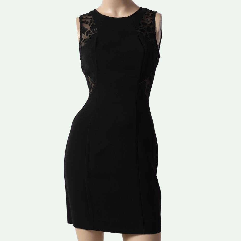 RACHEL ZOE Black Mesh Cut-Out Sheath Mini Dress